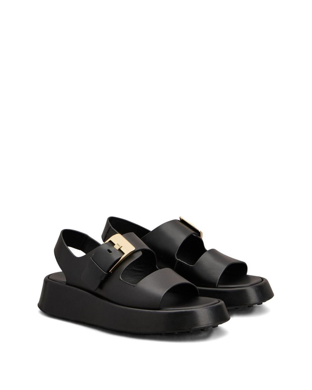 Tod's Black Platform Sandals With Leather