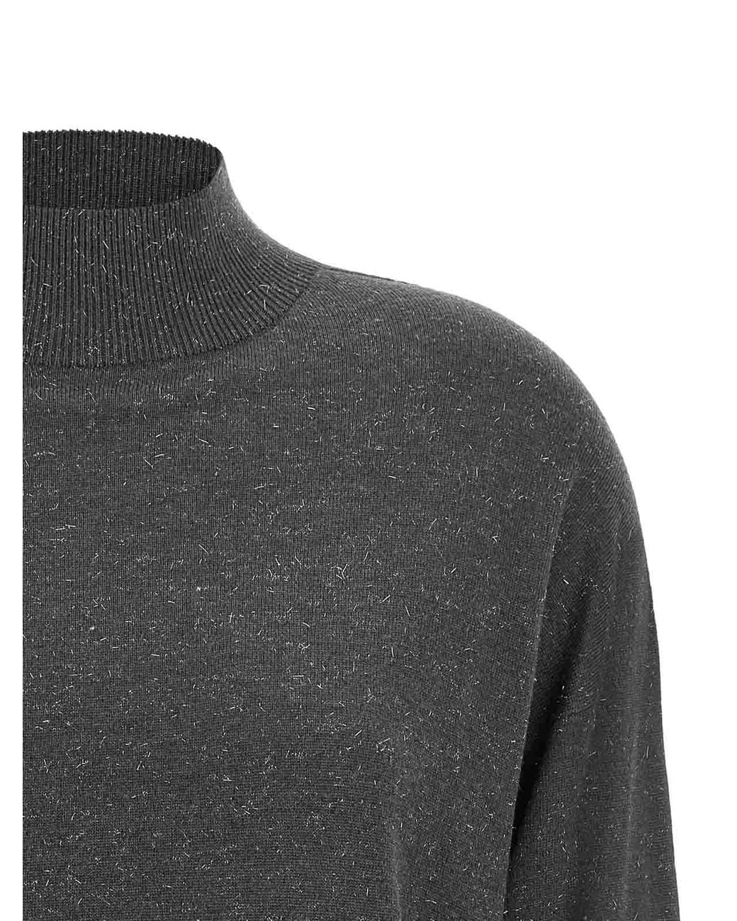 Peserico Gray Lam Thread Turtleneck Sweater