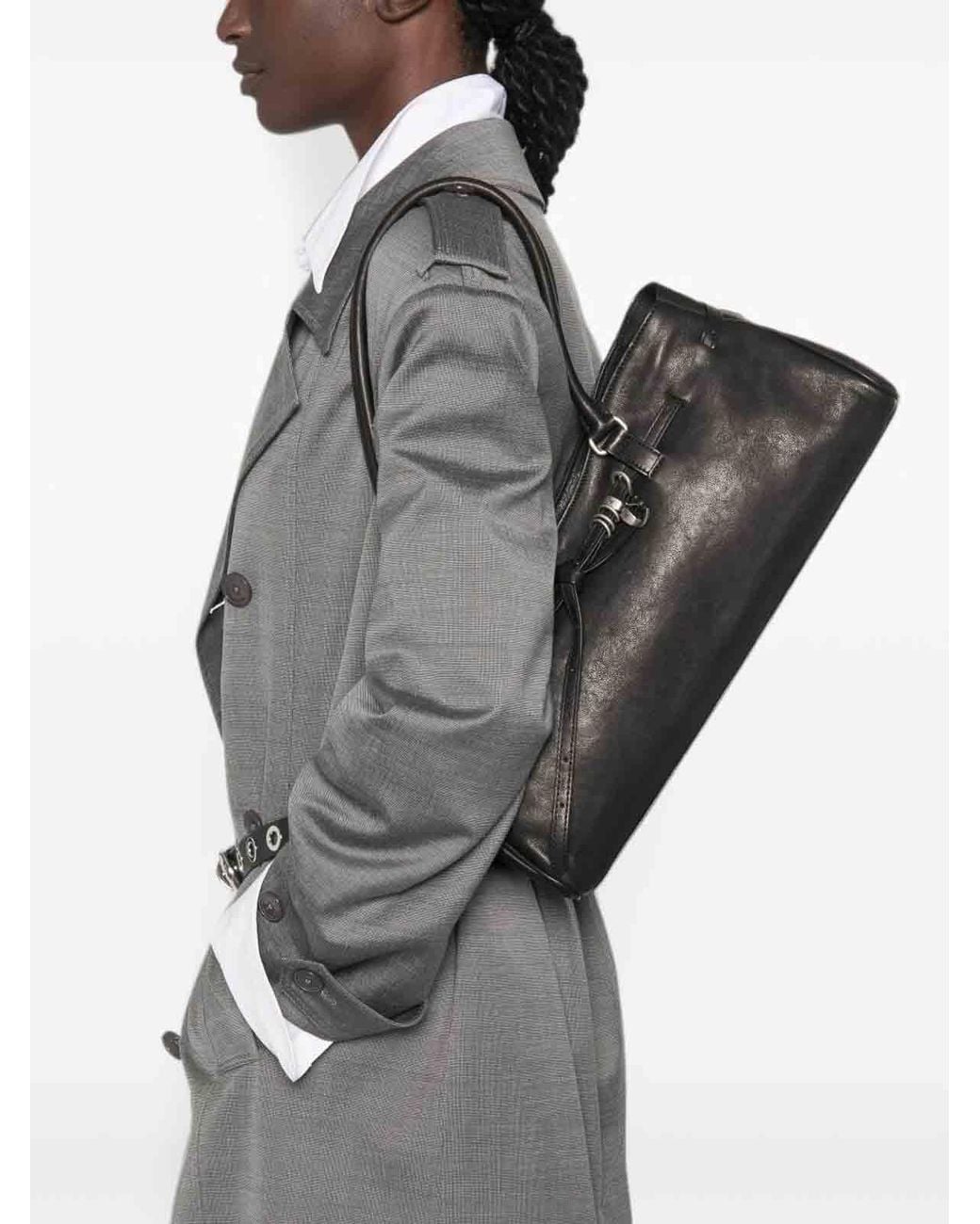 MARGE SHERWOOD Black Leather Top-Handle Bag