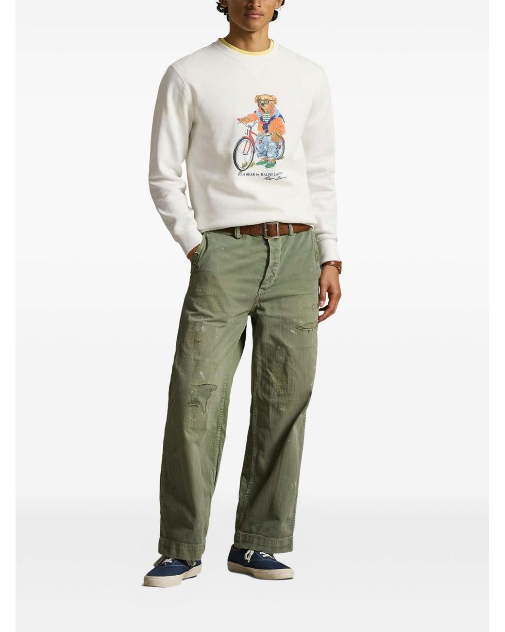 Polo Ralph Lauren White Crew-Neck Sweater With Long Sleeves for men