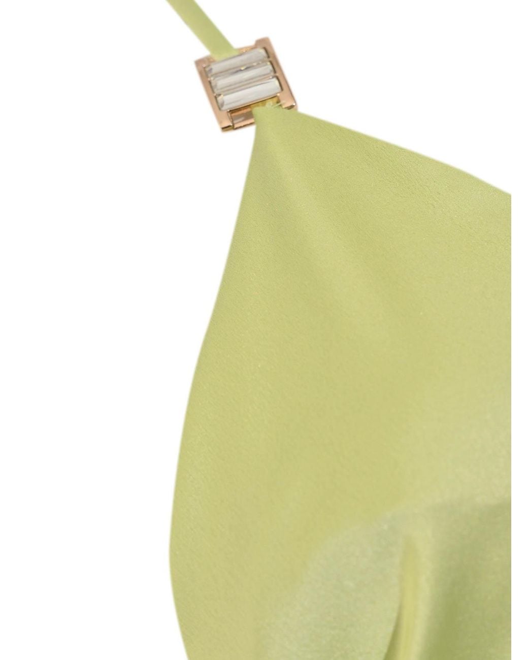 Hanita White Long Lime Satin Dress