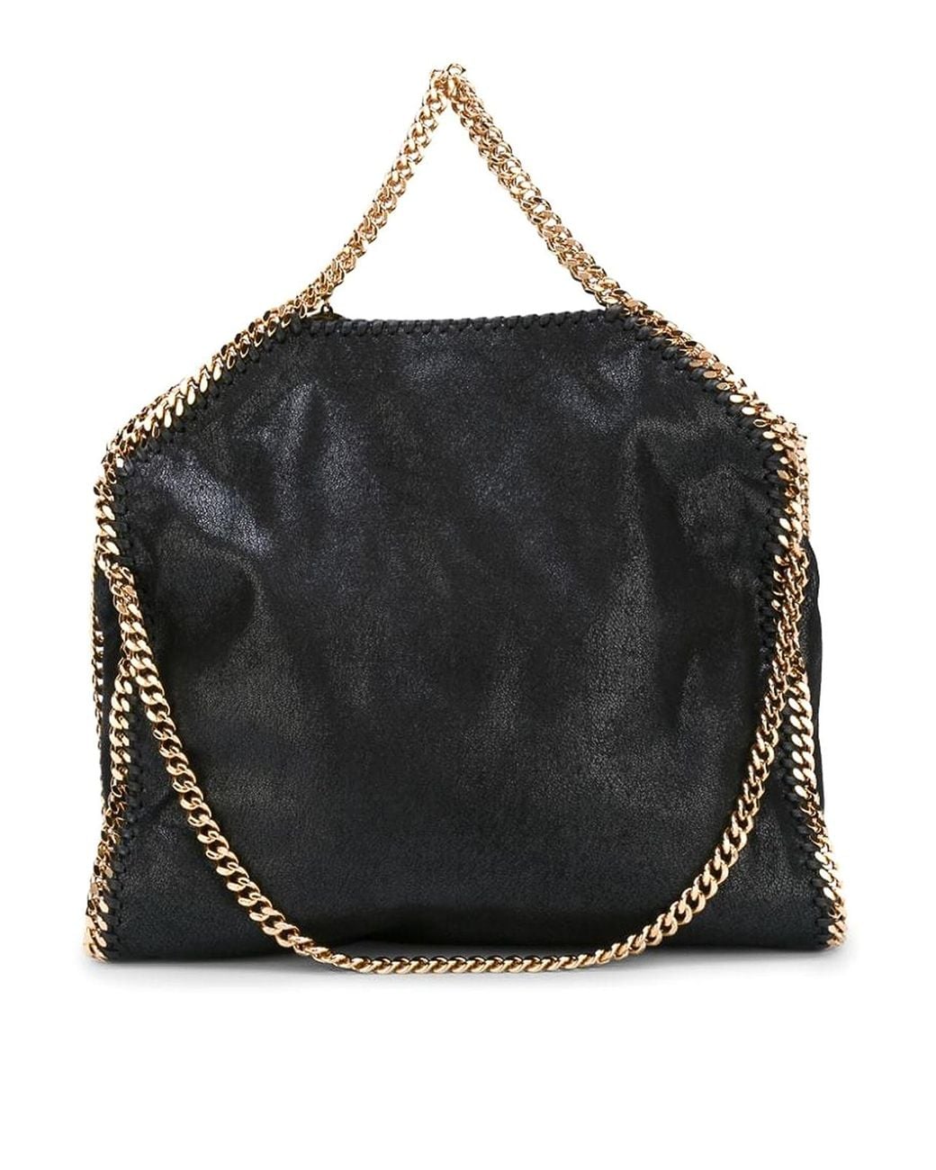 Stella McCartney Black And Golden Falabella Fold Over Tote Bag
