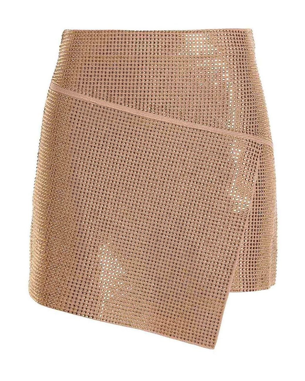 ANDREADAMO Natural Sequined Knitted Skirt