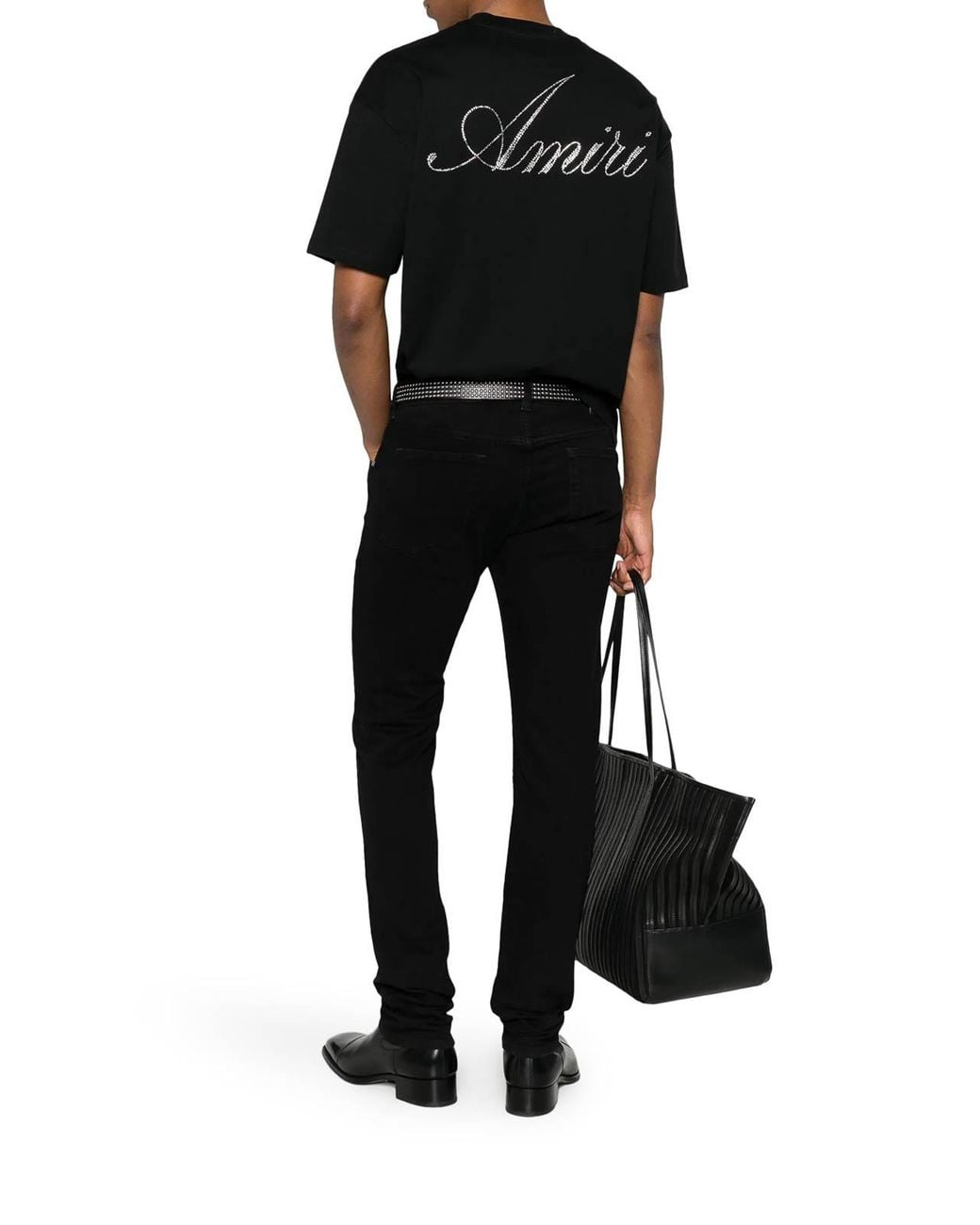 Amiri Black Crystal Logo Cotton T-Shirt for men