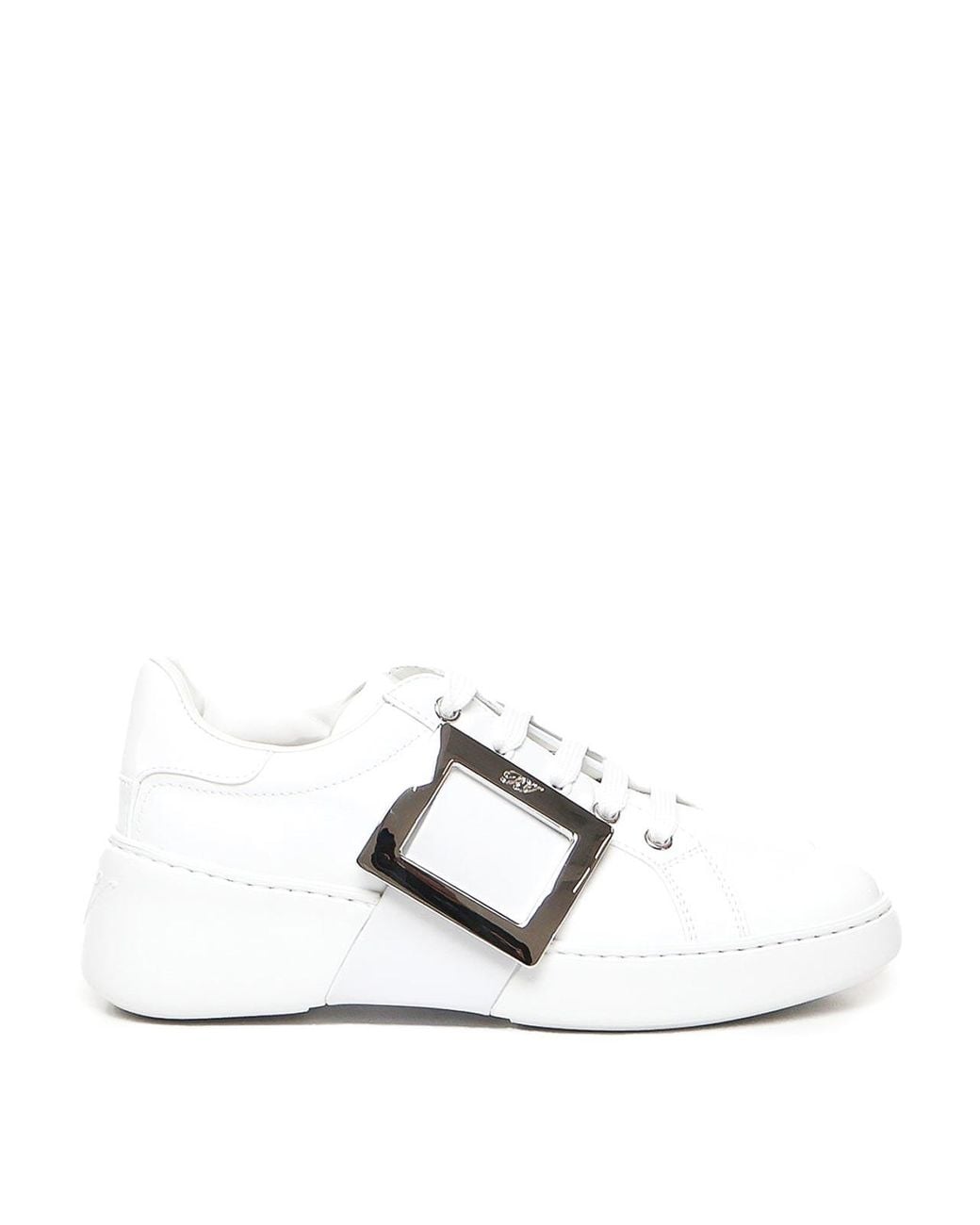 Roger Vivier White Viv' Skate Leather Sneakers
