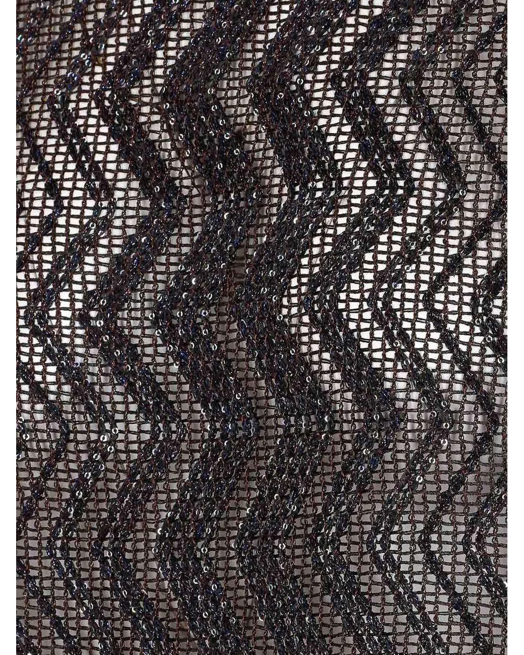 Missoni Black Zigzag Mesh Sequins Wide Sleeves Top