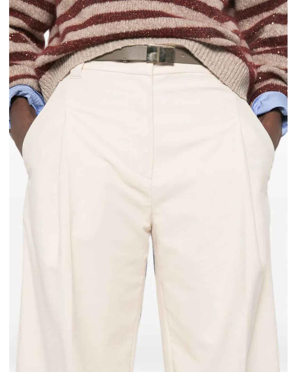 Brunello Cucinelli White Loose Sartorial Trousers
