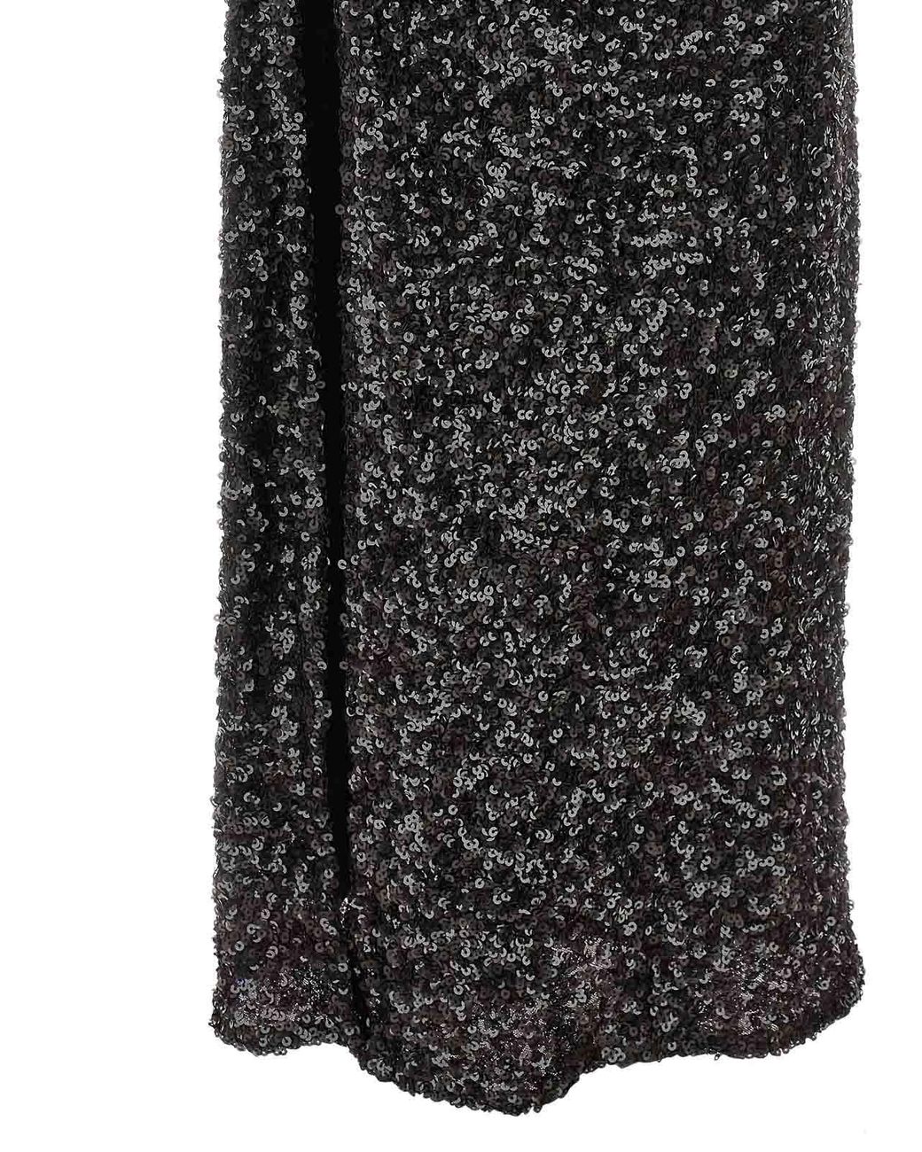 ROTATE BIRGER CHRISTENSEN Black Sequins Maxi Slit Dress