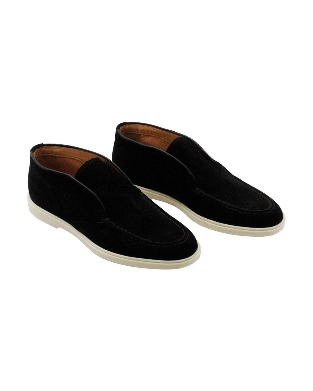 Santoni Black Suede Loafers