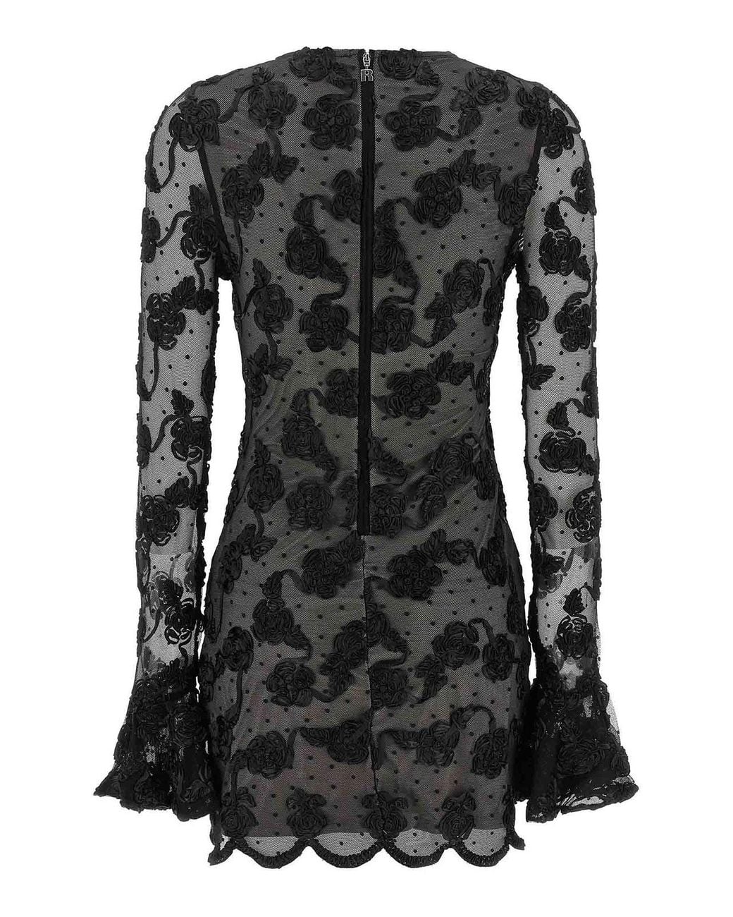 ROTATE BIRGER CHRISTENSEN Black Flower Mesh' Dress