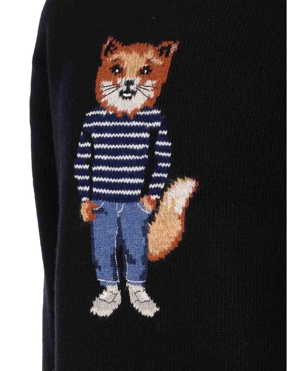 Maison Kitsuné Blue Dressed Fox Embroidered Sweater for men