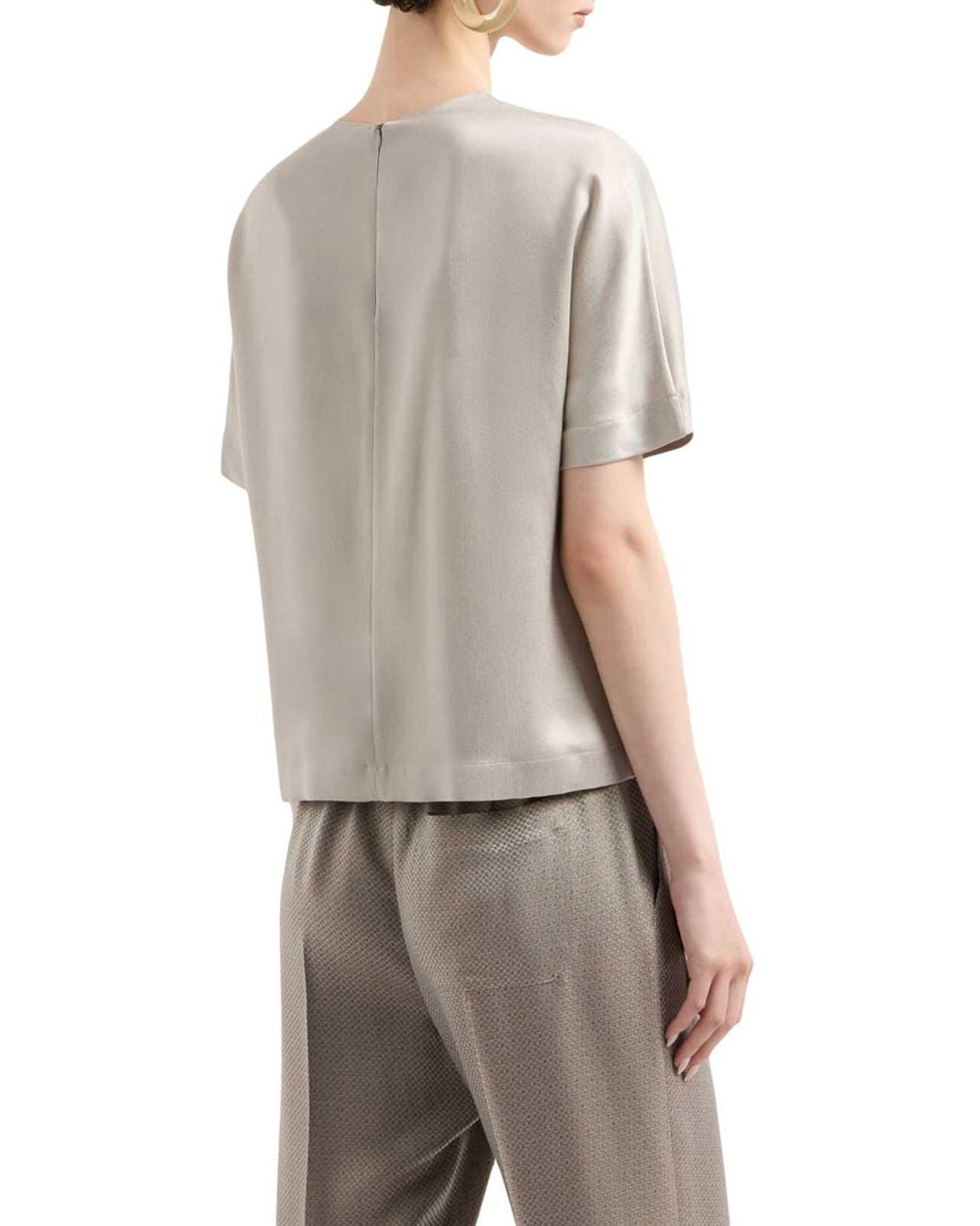 Giorgio Armani Natural Cupro And Viscose Crew-Neck Blouse