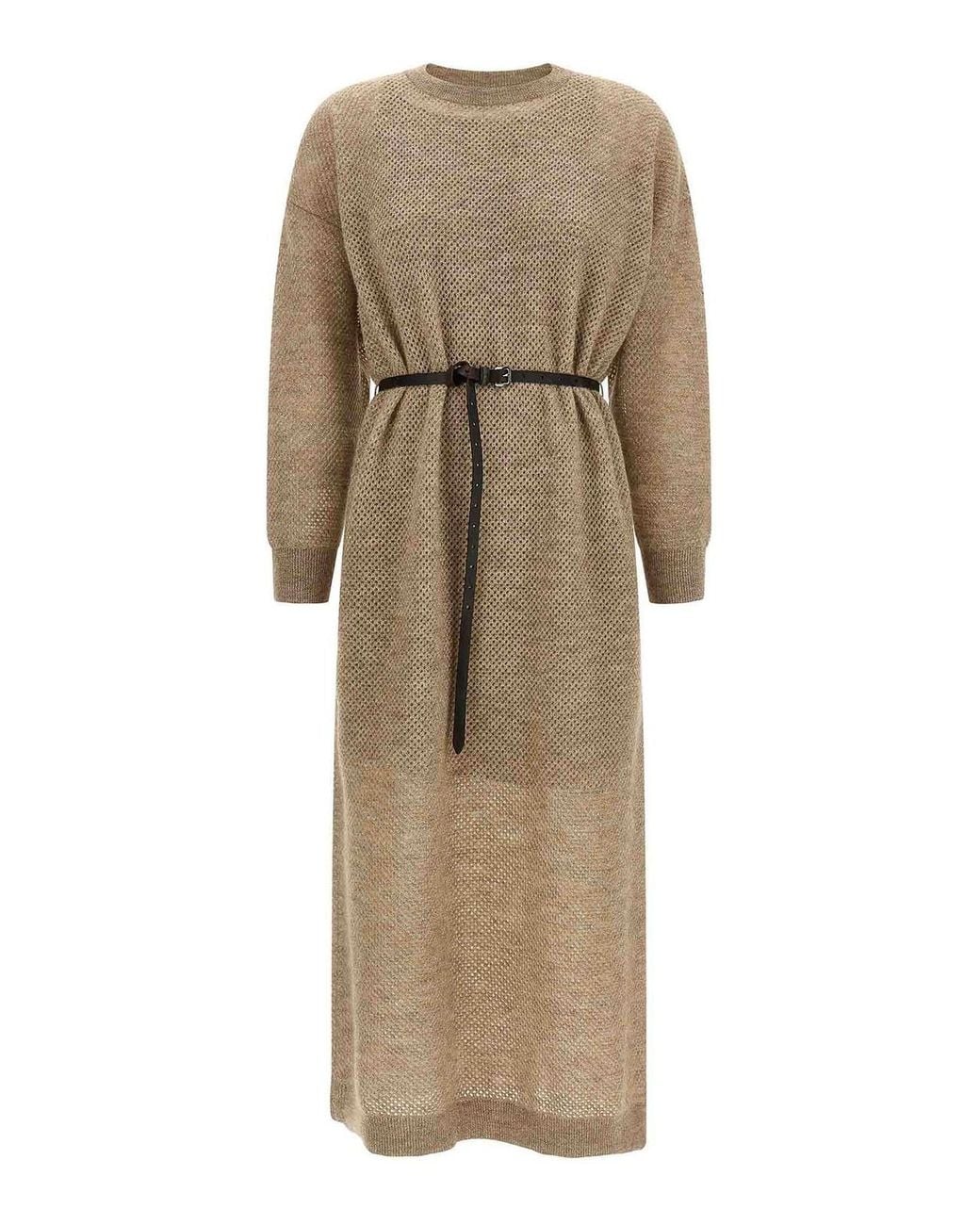 Brunello Cucinelli Natural Sparkling Wool Dress
