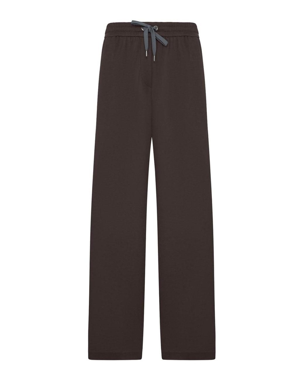 Brunello Cucinelli Brown Wide Leg Trousers With Drawstring