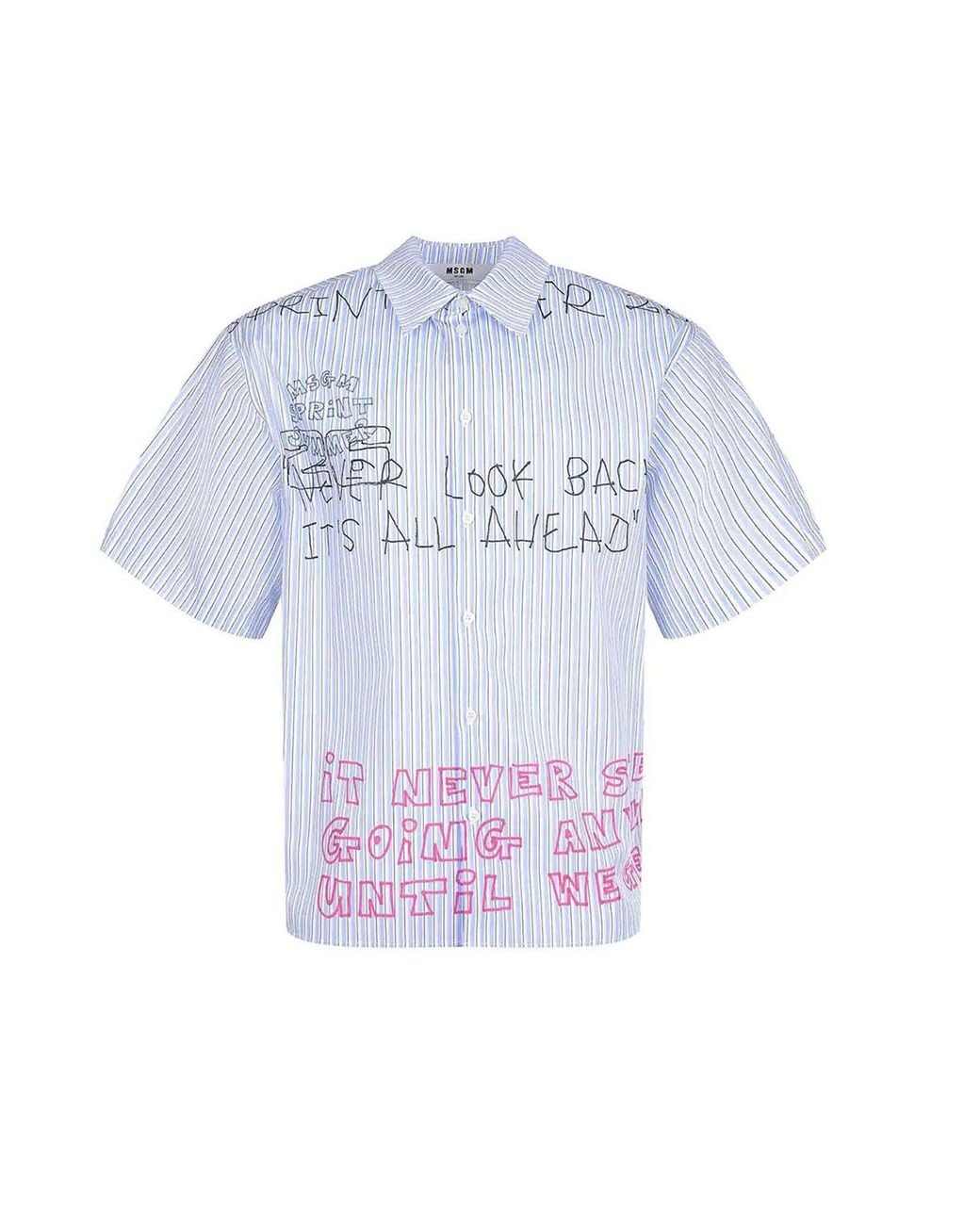 MSGM Blue Msgm Shirt Made Of Cotton for men