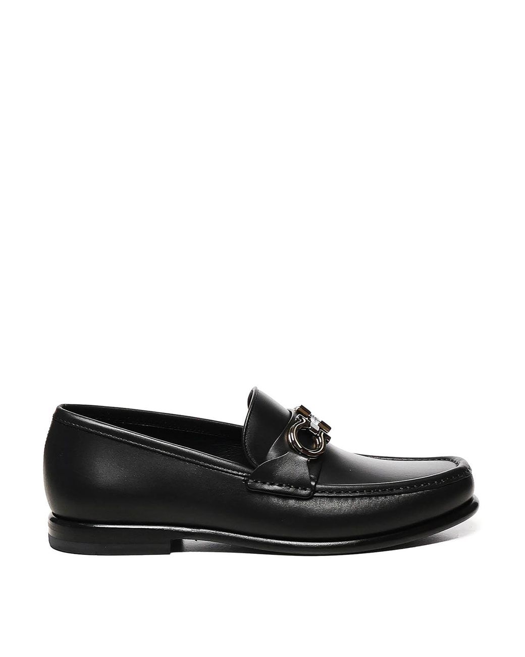 Ferragamo Black Gancini Loafers for men
