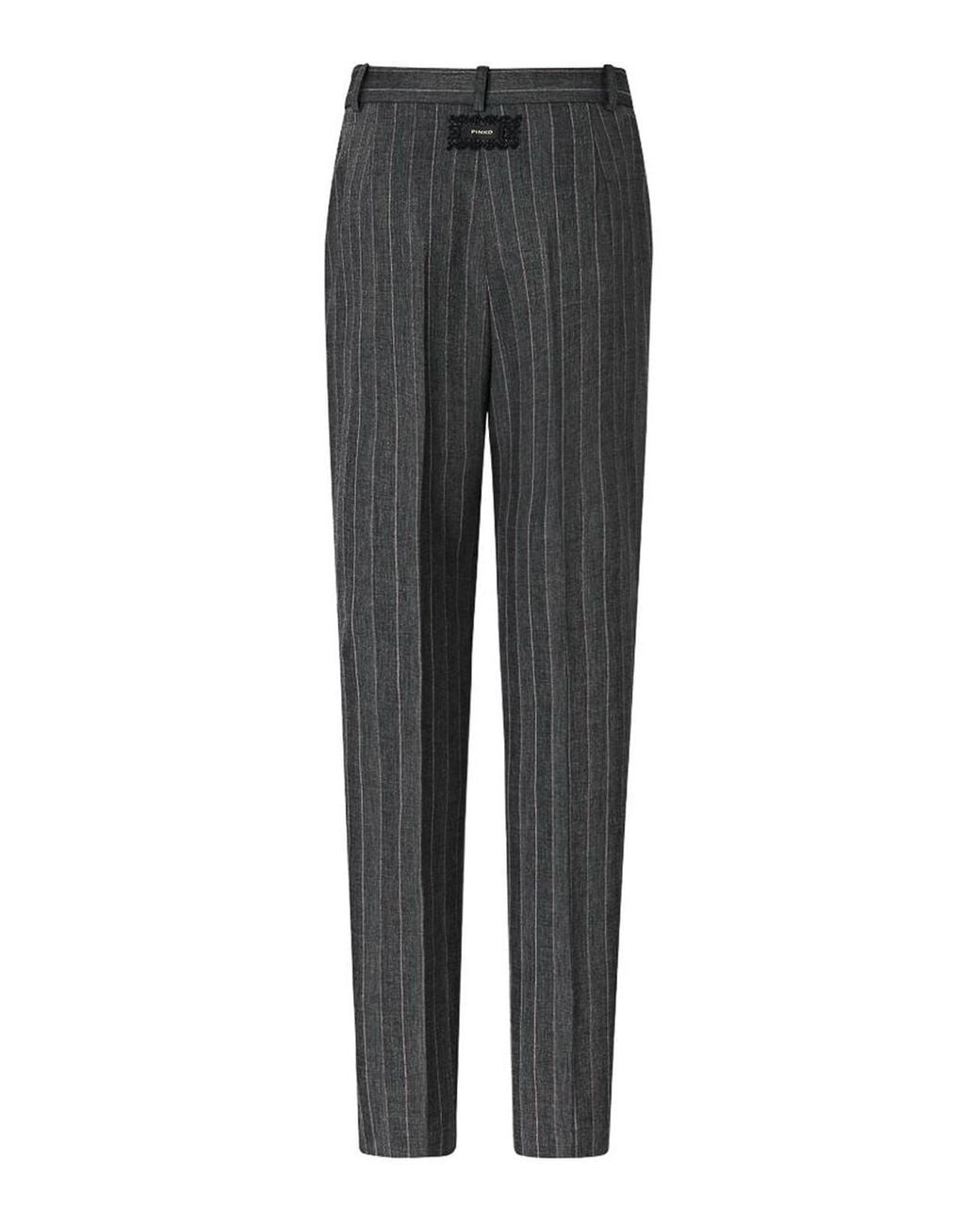 Pinko Gray Pleione Pinstripe Elegant Wool Blend Trousers
