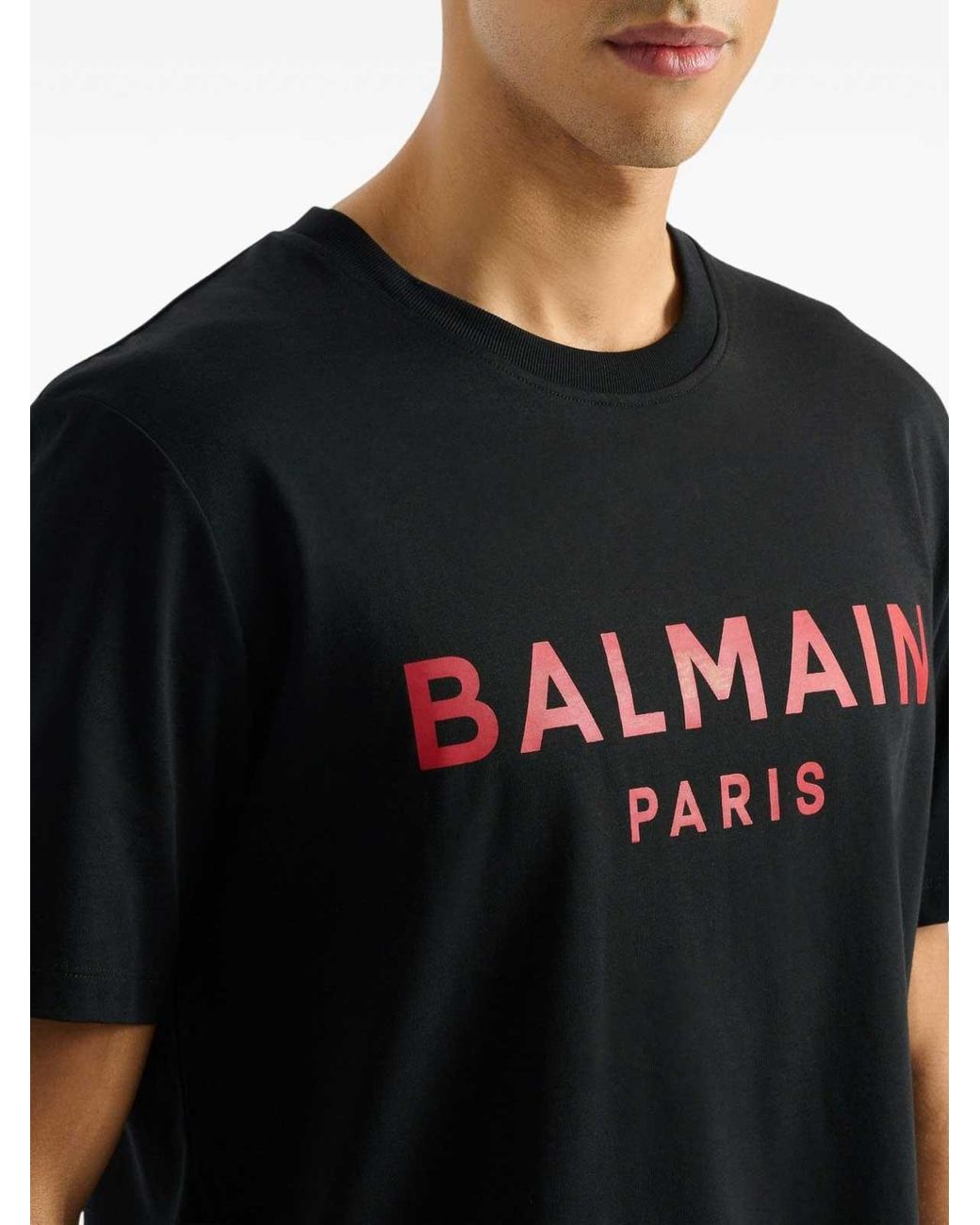 Balmain Black T-Shirt With Paris Print for men