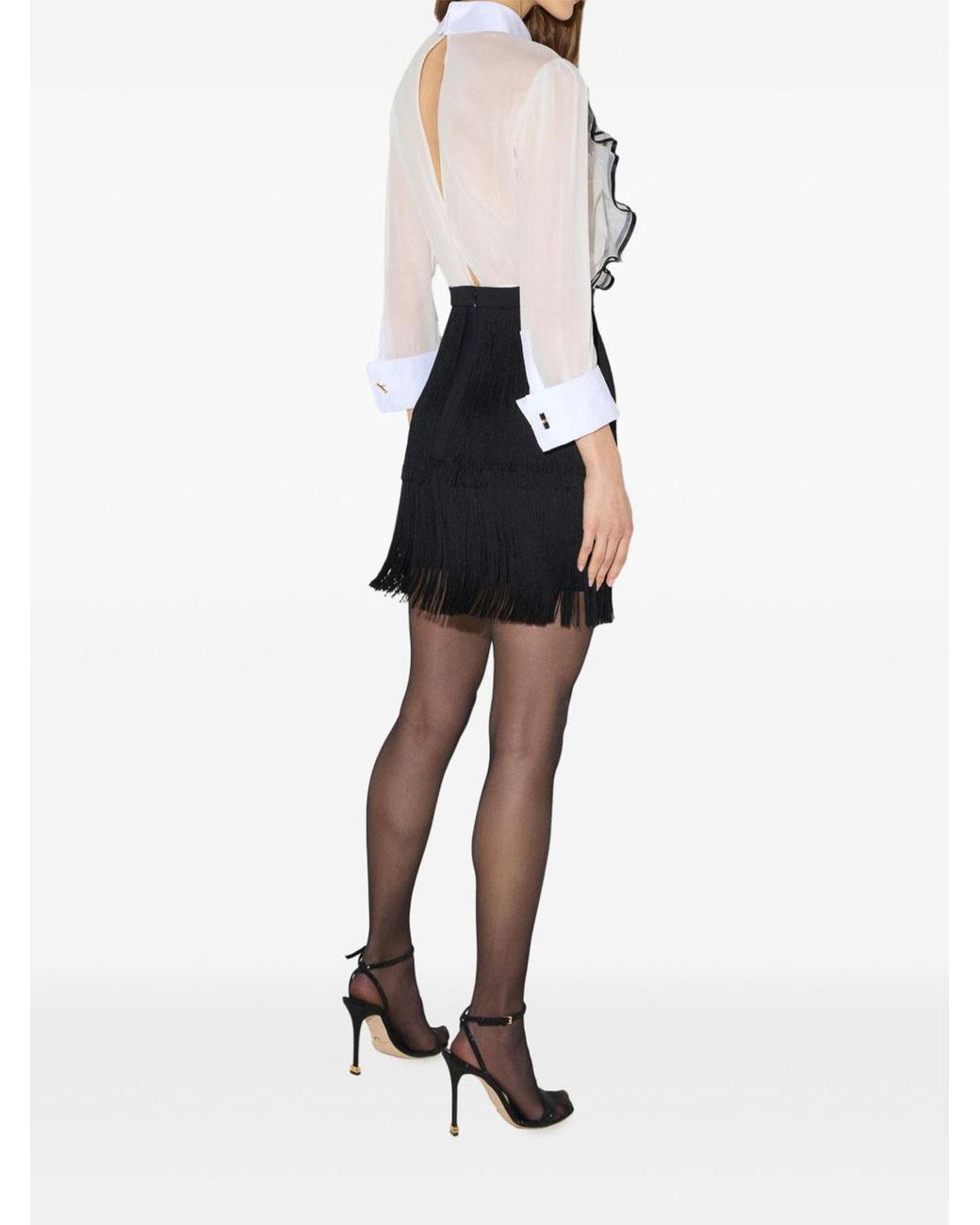 Elisabetta Franchi Black Ivory And Midi Dress