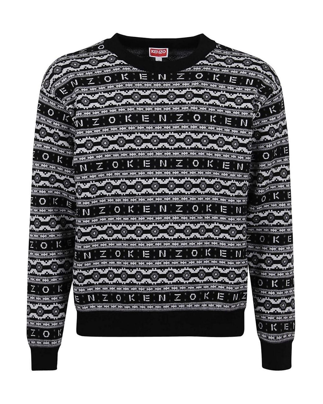 KENZO Black Jacquard Logo Jumper for men