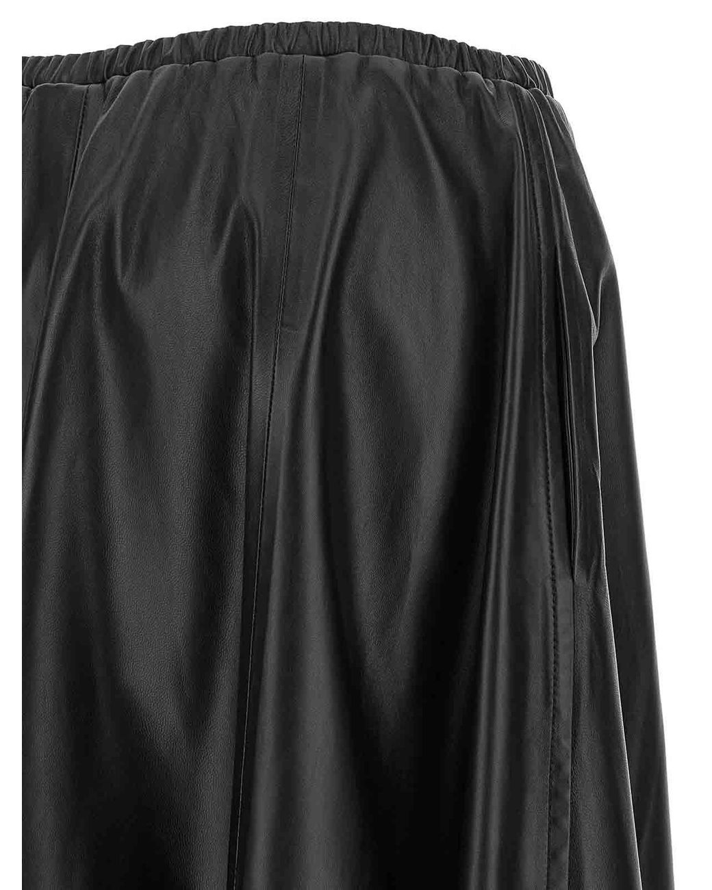 Alberta Ferretti Black Leather Skirt