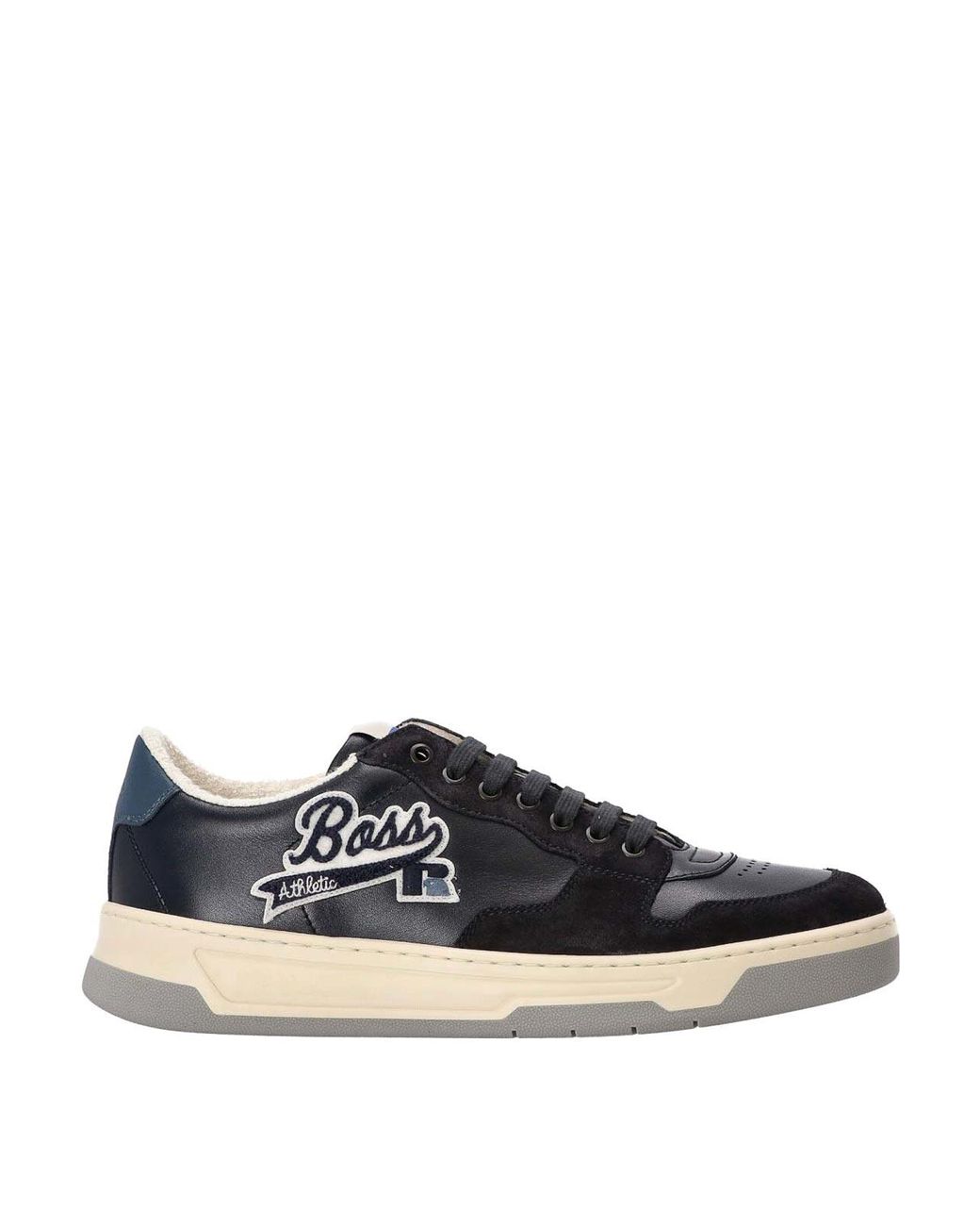 Boss Blue Leather Sneakers for men