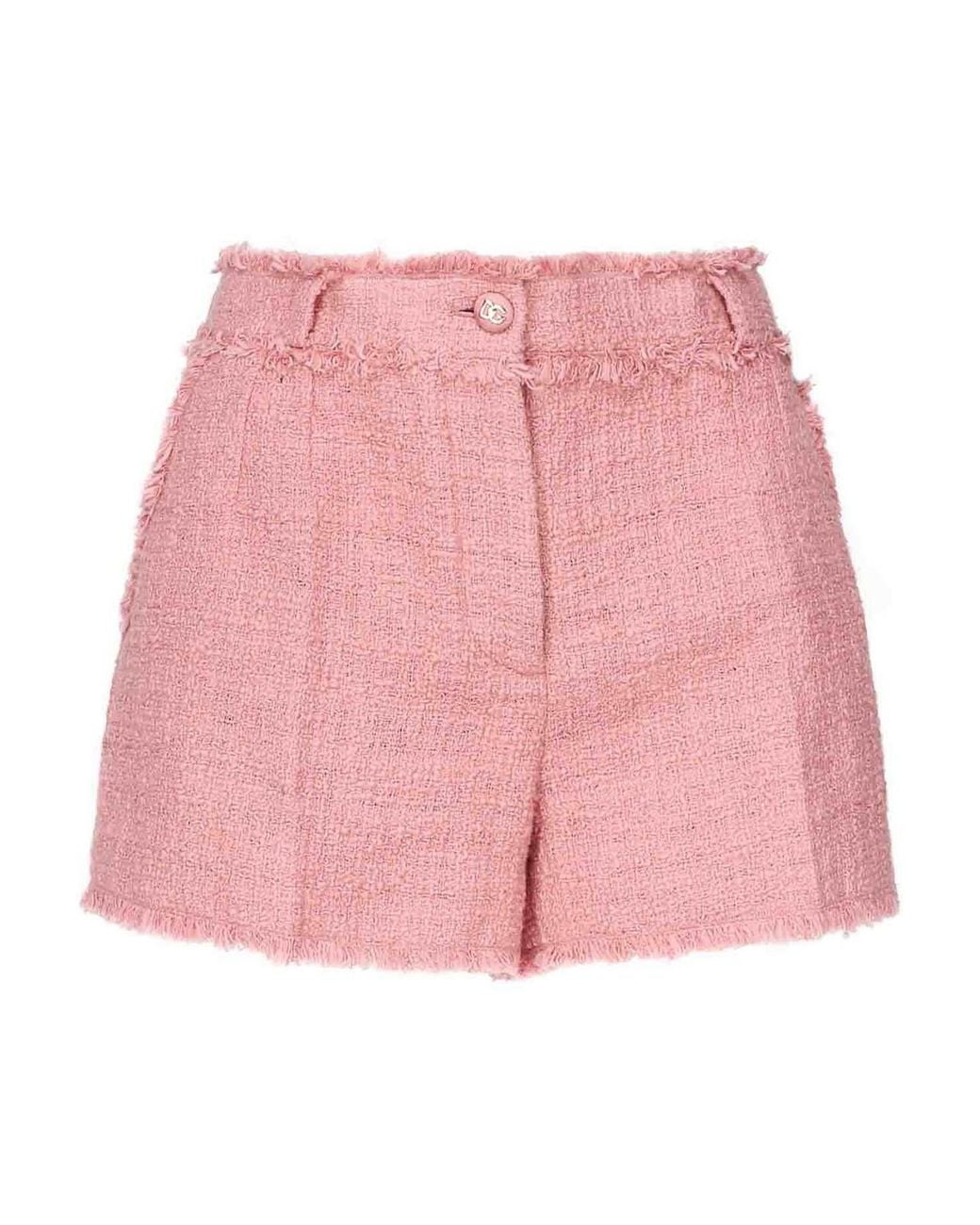 Dolce & Gabbana Pink Tweed Shorts