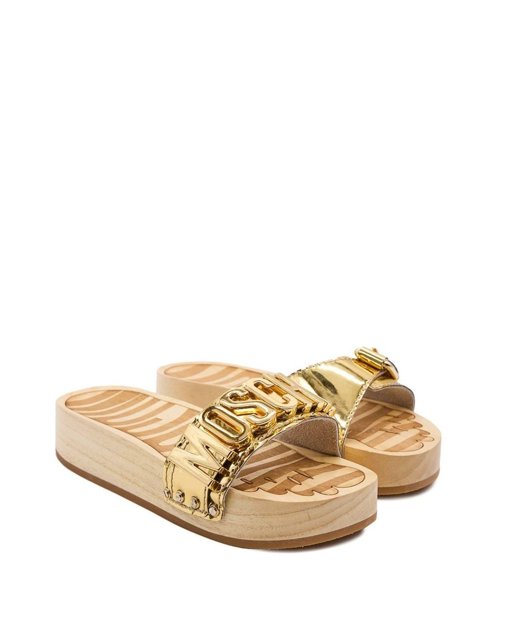 Moschino Natural Metallic Logo Clog