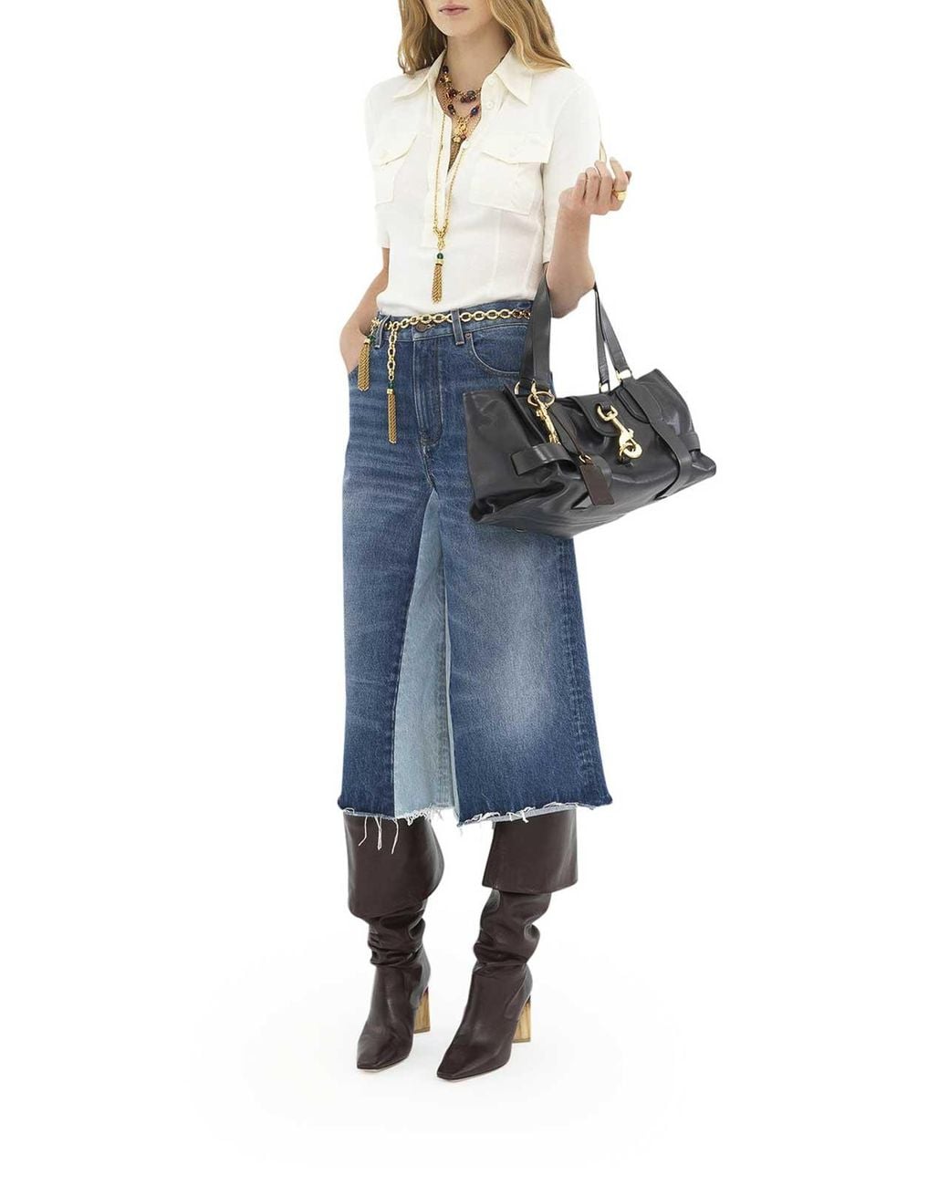 Chloé Blue Shorts Bermuda In Denim Patchwork