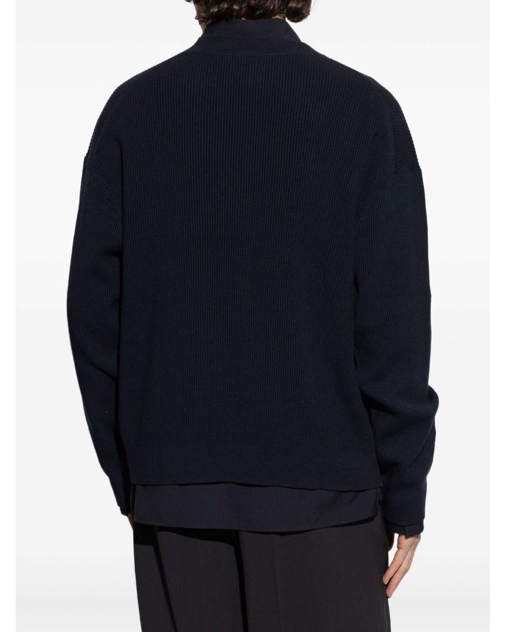 Paul Smith Blue Cardigan With Signature Stripes Band for men