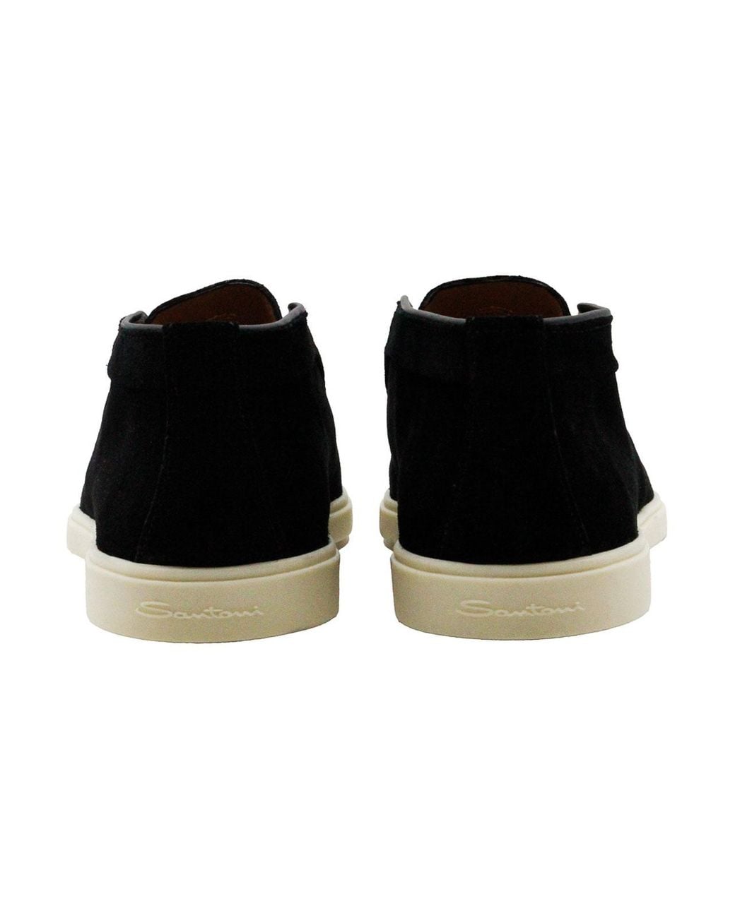 Santoni Black Suede Loafers
