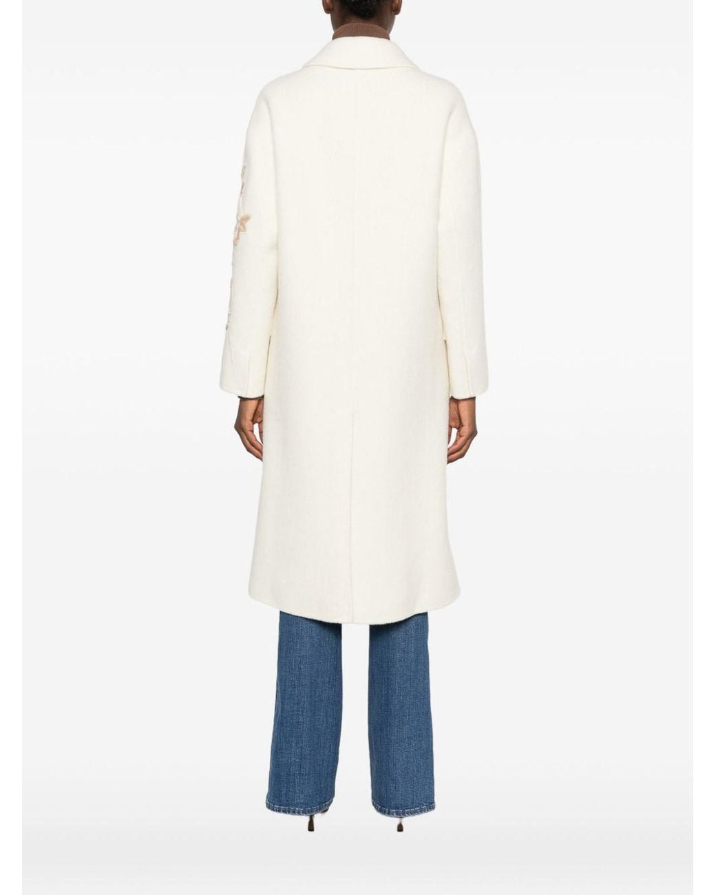 ERMANNO FIRENZE White Wool Double-Breasted Coat