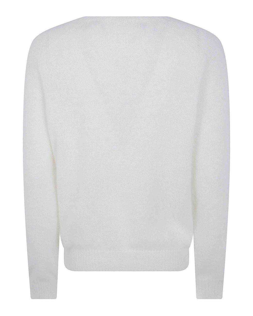 Nuur White Boxy Long Sleeves Round Neck Sweater