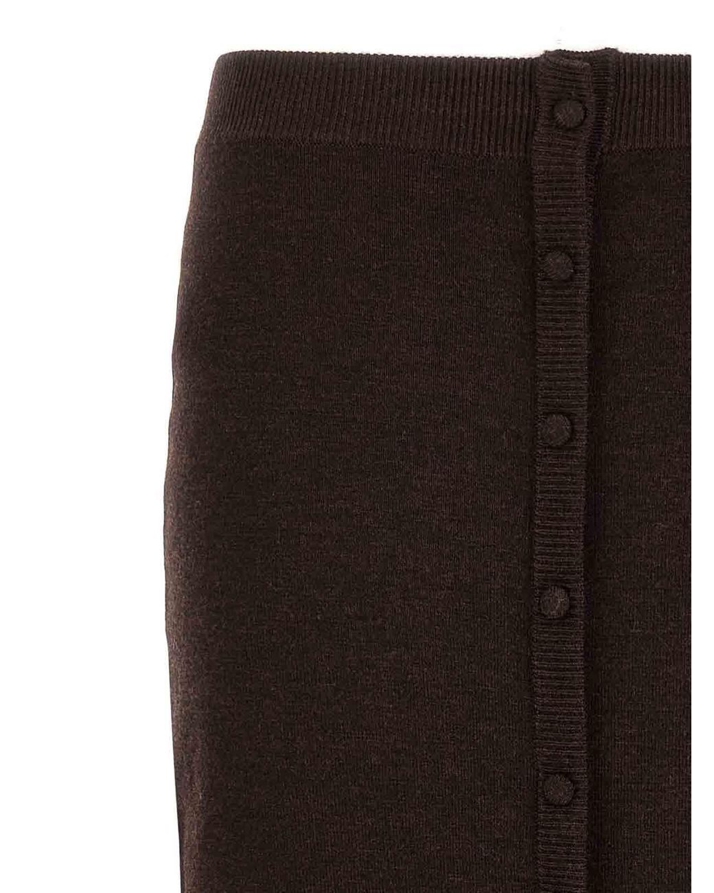 Victoria Beckham Black Midi Skirt Buttons