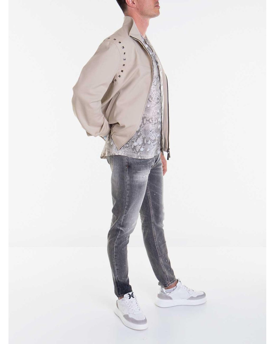 John Richmond Pink Studded Zip Jacket for men