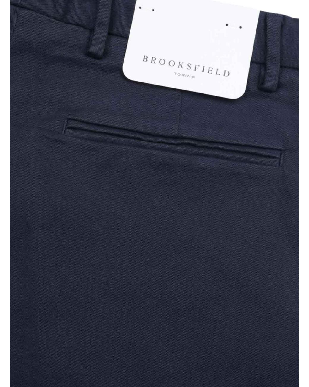Brooksfield Blue Pantaloni Chino Tinto Capo for men
