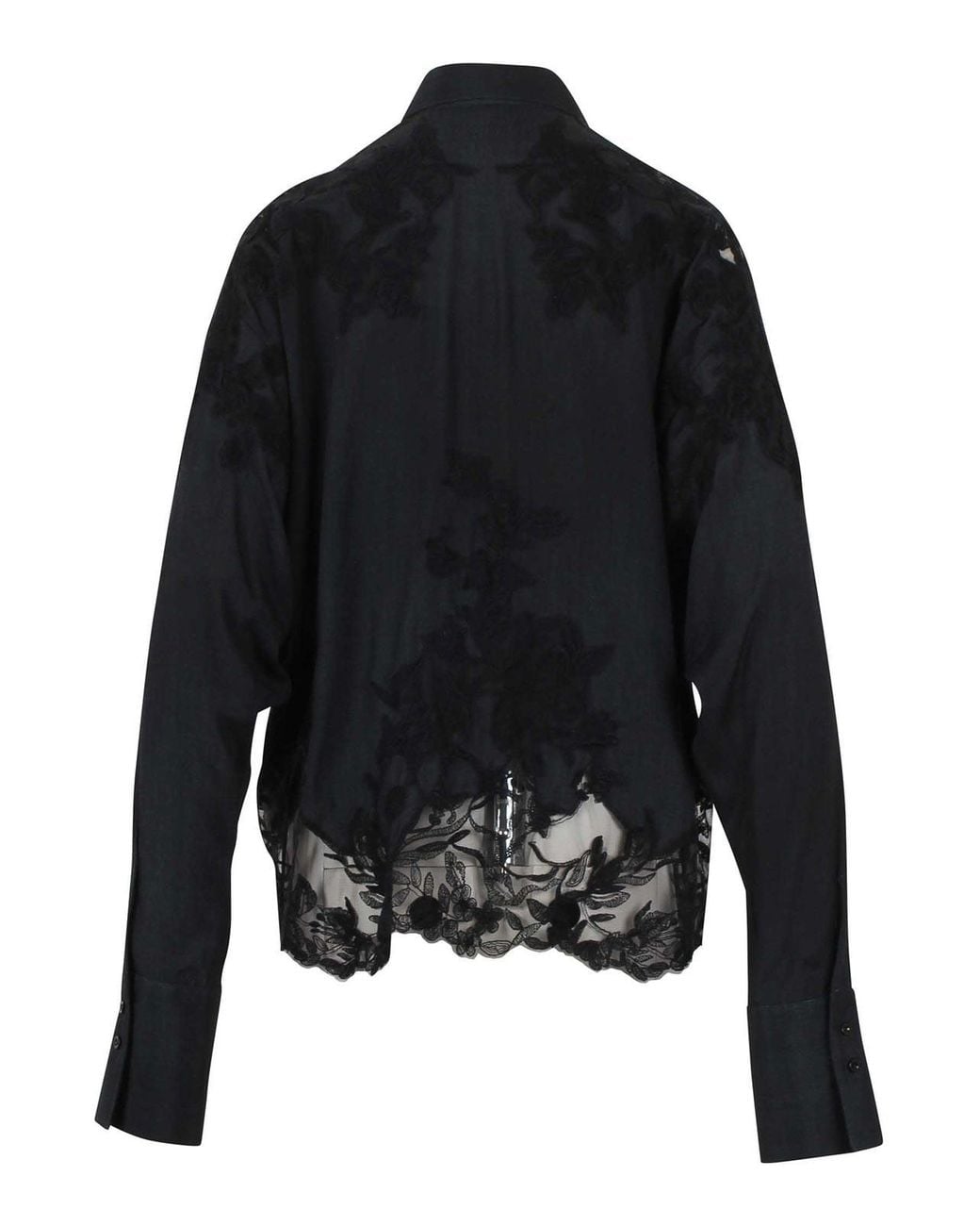 Ermanno Scervino Black Viscose Shirt With Floral Embroidery