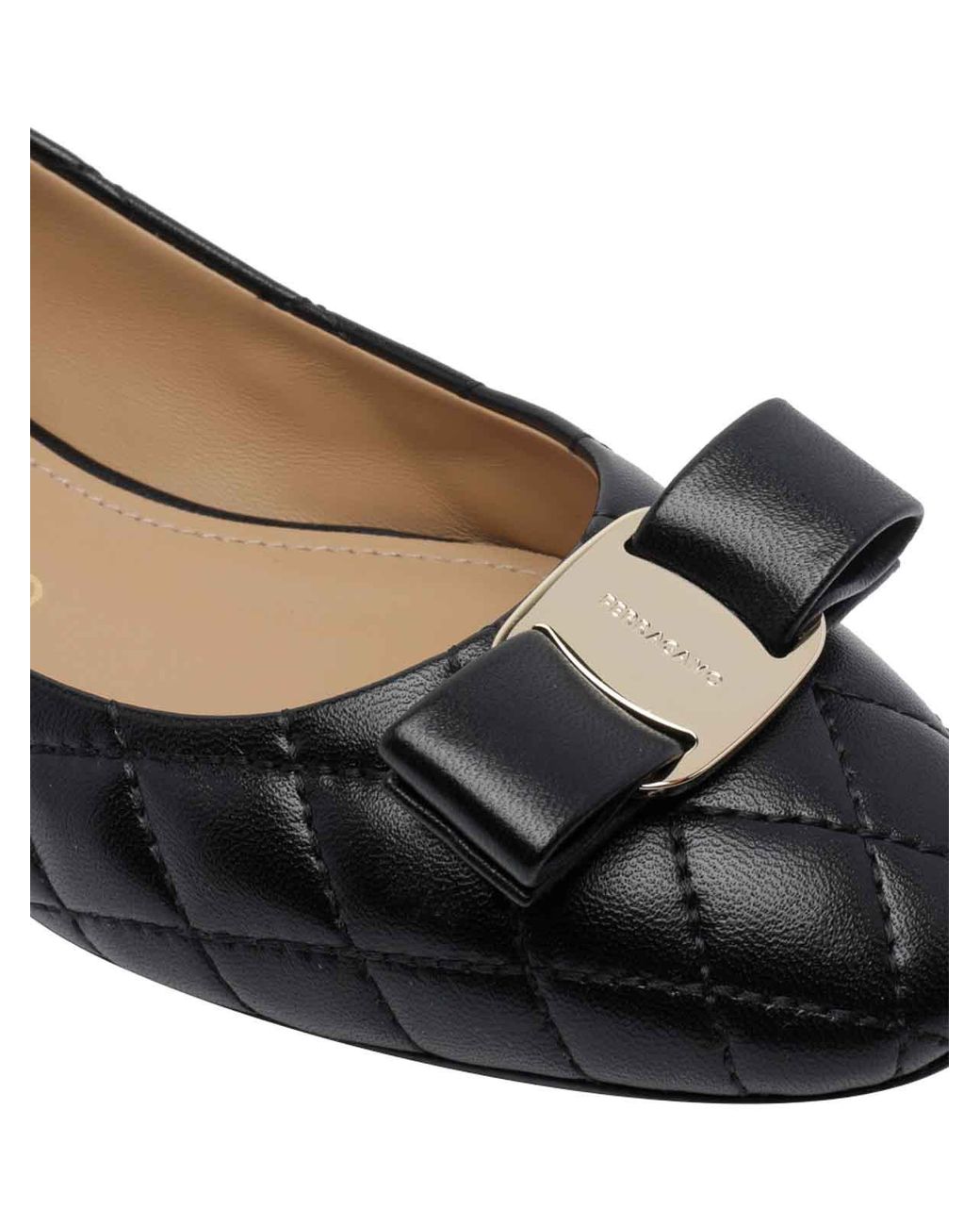 Ferragamo Black Varina Quilt Ballets