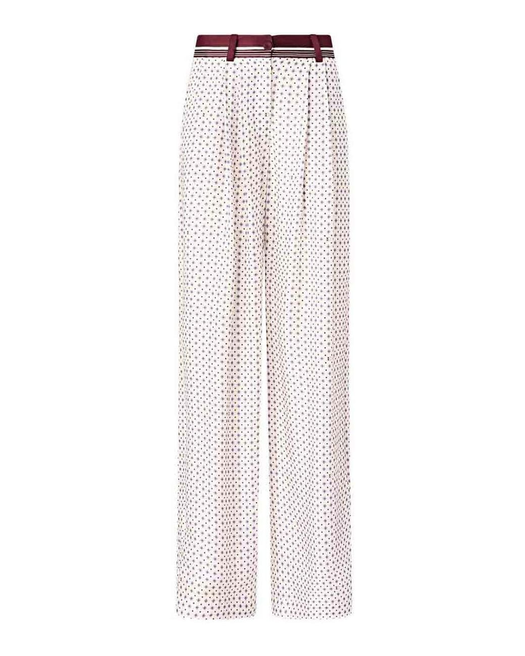 Pinko White Trousers With Tie Motif