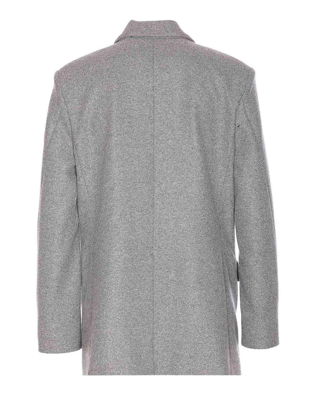 Pinko Gray Longline Jacket Notched Lapels