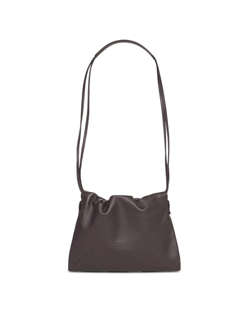 Brunello Cucinelli White Gathered Leather Shoulder Bag