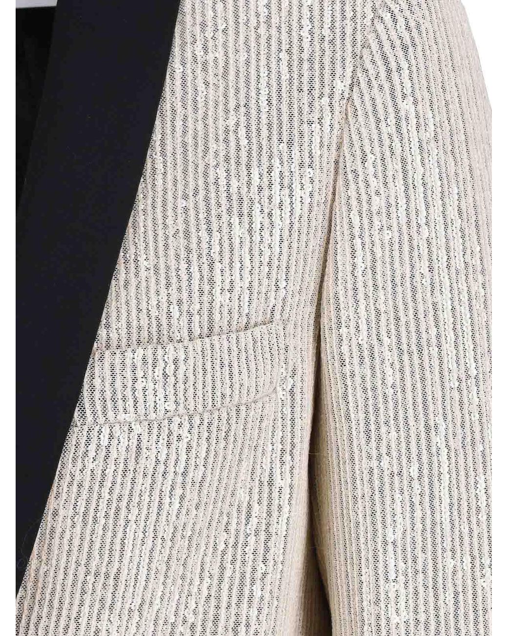 Lardini Natural Single-Breasted Sequin Blazer