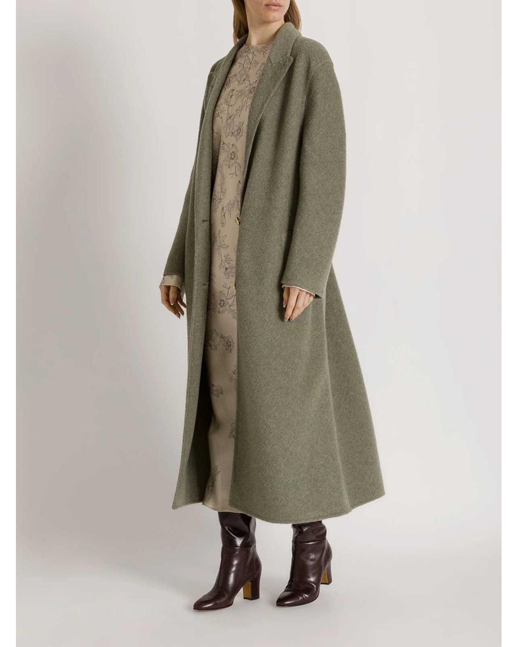 Alberta Ferretti Natural Wool Coat