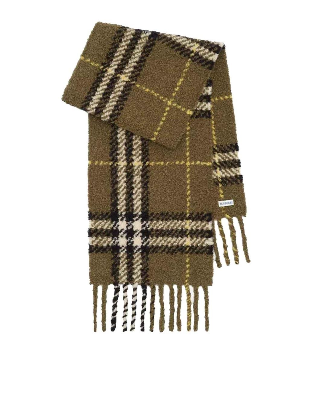 Burberry Green Check Boucle Scarf