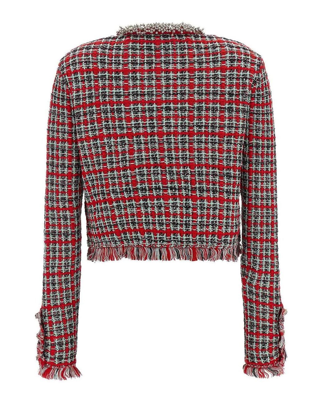 Self-Portrait Red Self Portrait Fringed Knit Jacket