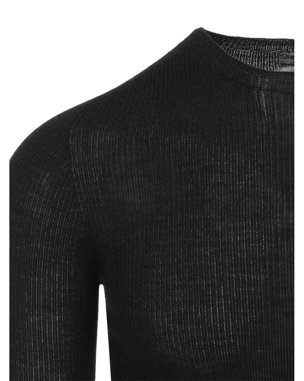 Rick Owens Black Ribbed Round Neck for men