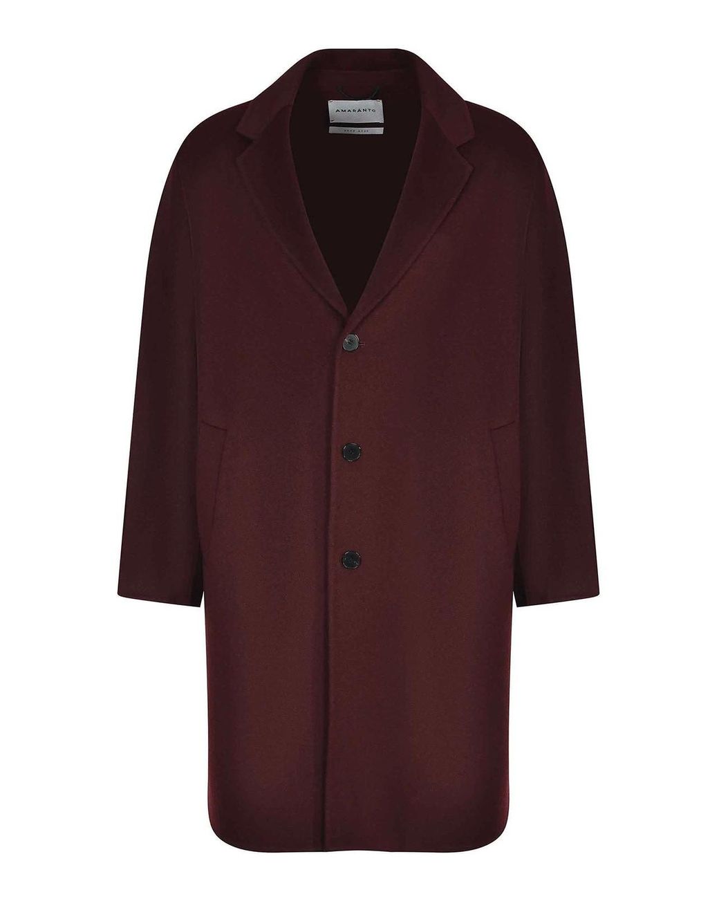 Amaranto Red Burgundy Coat Made From A Wool Blend for men