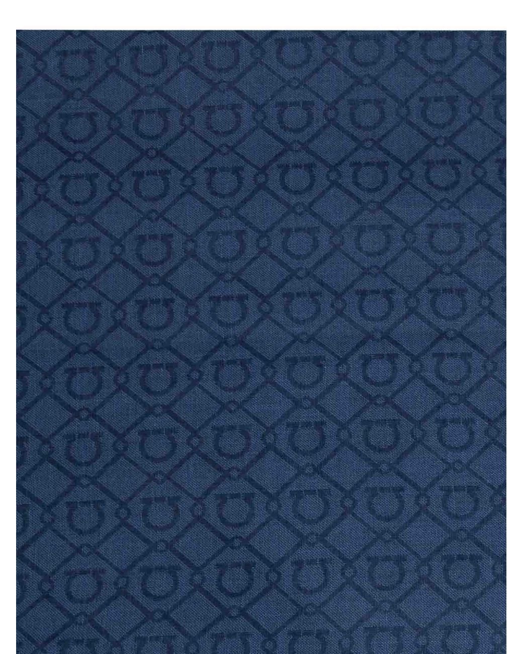 Ferragamo Blue Wool Scarf for men