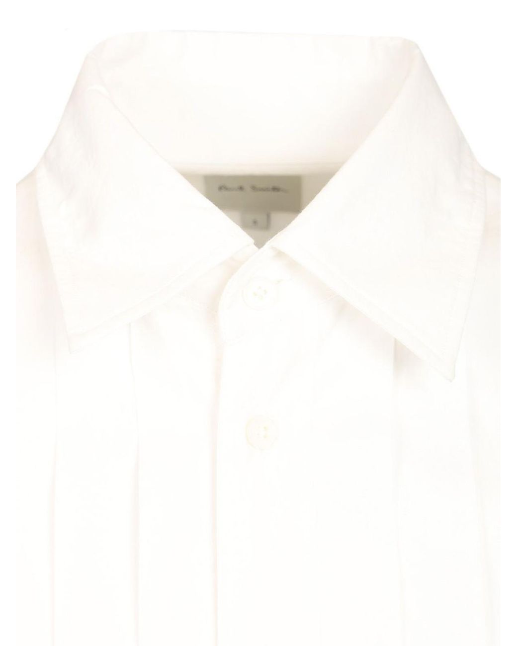Paul Smith White Shirt With Pleats On The Front for men