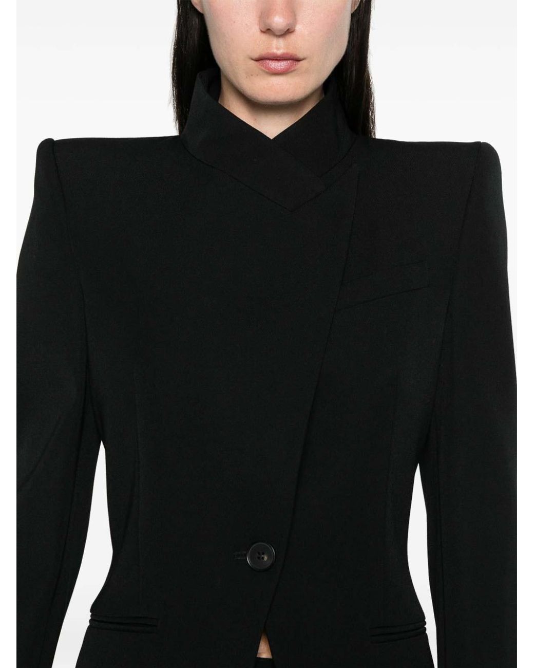 McQueen Black Double-Breasted Wool Blazer